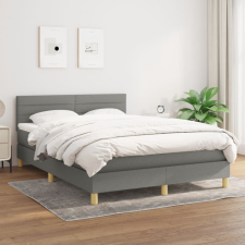 vidaXL sötétszürke szövet rugós ágy matraccal 140 x 200 cm ágy és ágykellék