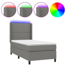 vidaXL sötétszürke szövet rugós és LED-es ágy matraccal 100x200 cm (3138214) ágy és ágykellék