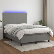 vidaXL sötétszürke szövet rugós és LED-es ágy matraccal 140x190 cm ágy és ágykellék