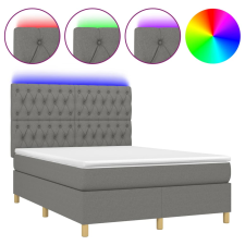 vidaXL sötétszürke szövet rugós és LED-es ágy matraccal 140x190 cm (3135670) ágy és ágykellék