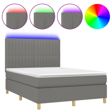 vidaXL sötétszürke szövet rugós és LED-es ágy matraccal 140x200 cm (3135598) ágy és ágykellék