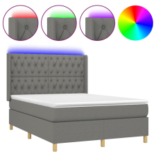 vidaXL sötétszürke szövet rugós és LED-es ágy matraccal 140x200 cm (3139118) ágy és ágykellék