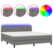 vidaXL sötétszürke szövet rugós és LED-es ágy matraccal 160x200 cm (3133486) ágy és ágykellék