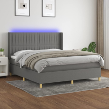vidaXL sötétszürke szövet rugós és LED-es ágy matraccal 180 x 200 cm ágy és ágykellék