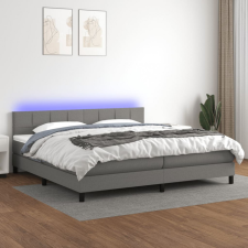vidaXL sötétszürke szövet rugós és LED-es ágy matraccal 200x200 cm ágy és ágykellék