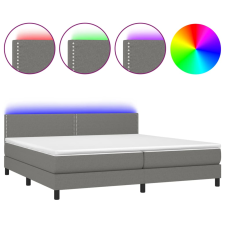 vidaXL sötétszürke szövet rugós és LED-es ágy matraccal 200x200 cm (3133102) ágy és ágykellék