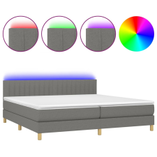vidaXL sötétszürke szövet rugós és LED-es ágy matraccal 200x200 cm (3133902) ágy és ágykellék