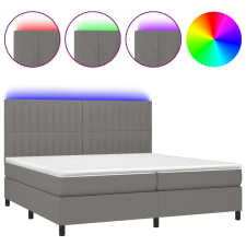 vidaXL sötétszürke szövet rugós és LED-es ágy matraccal 200x200 cm (3135062) ágy és ágykellék