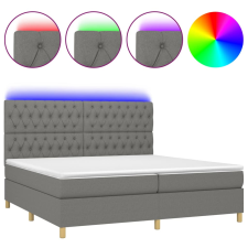 vidaXL sötétszürke szövet rugós és LED-es ágy matraccal 200x200 cm (3135702) ágy és ágykellék