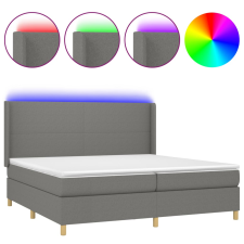 vidaXL sötétszürke szövet rugós és LED-es ágy matraccal 200x200 cm (3138742) ágy és ágykellék