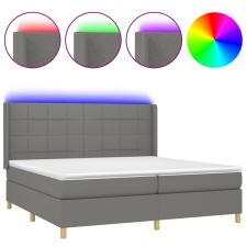 vidaXL sötétszürke szövet rugós és LED-es ágy matraccal 200x200 cm (3138902) ágy és ágykellék