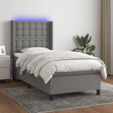 vidaXL sötétszürke szövet rugós és LED-es ágy matraccal 90x190 cm ágy és ágykellék