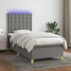 vidaXL sötétszürke szövet rugós és LED-es ágy matraccal 90x190 cm
