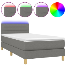 vidaXL sötétszürke szövet rugós és LED-es ágy matraccal 90x190 cm (3133758) ágy és ágykellék