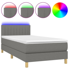 vidaXL sötétszürke szövet rugós és LED-es ágy matraccal 90x190 cm (3133838) ágy és ágykellék