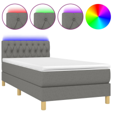 vidaXL sötétszürke szövet rugós és LED-es ágy matraccal 90x190 cm (3133918) ágy és ágykellék