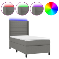 vidaXL sötétszürke szövet rugós és LED-es ágy matraccal 90x190 cm (3138358) ágy és ágykellék