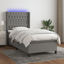 vidaXL sötétszürke szövet rugós és LED-es ágy matraccal 90x200 cm ágy és ágykellék