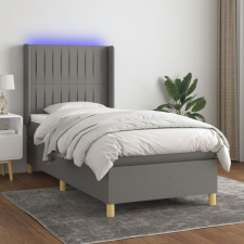 vidaXL sötétszürke szövet rugós és LED-es ágy matraccal 90x200 cm ágy és ágykellék