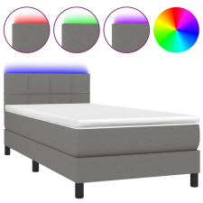 vidaXL sötétszürke szövet rugós és LED-es ágy matraccal 90x200 cm (3133126) ágy és ágykellék