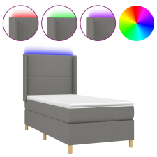 vidaXL sötétszürke szövet rugós és LED-es ágy matraccal 90x200 cm (3138766) ágy és ágykellék
