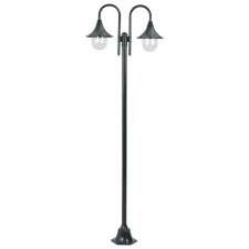 vidaXL Sötétzöld 2-égős alumínium kerti állólámpa, E27, 220 cm kültéri világítás