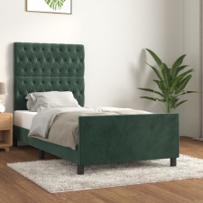 vidaXL sötétzöld bársony ágykeret fejtámlával 100x200 cm ágy és ágykellék