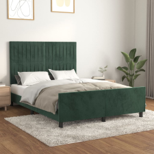 vidaXL sötétzöld bársony ágykeret fejtámlával 140 x 190 cm ágy és ágykellék