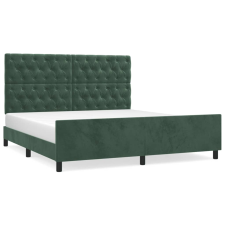 vidaXL sötétzöld bársony ágykeret fejtámlával 160 x 200 cm (3125949) ágy és ágykellék