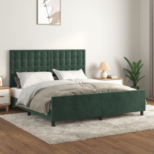 vidaXL sötétzöld bársony ágykeret fejtámlával 180 x 200 cm ágy és ágykellék