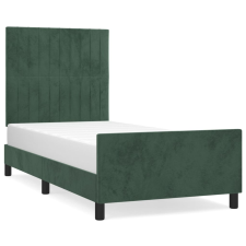 vidaXL sötétzöld bársony ágykeret fejtámlával 90x190 cm (3125852) ágy és ágykellék