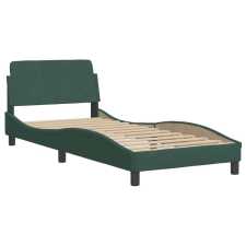 vidaXL sötétzöld bársony ágykeret fejtámlával 90x190 cm (373095) ágy és ágykellék
