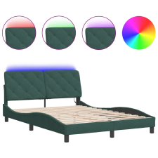 vidaXL sötétzöld bársony ágykeret LED-világítással 140 x 190 cm (3213852) ágy és ágykellék