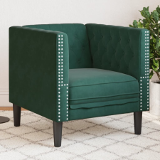vidaXL sötétzöld bársony Chesterfield kanapéfotel bútor