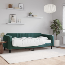 vidaXL sötétzöld bársony heverő matraccal 90 x 200 cm ágy és ágykellék