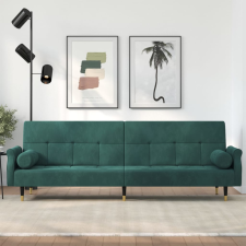 vidaXL sötétzöld bársony kanapéágy párnákkal bútor