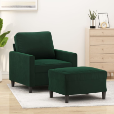 vidaXL sötétzöld bársony kanapéfotel lábtartóval 60 cm bútor