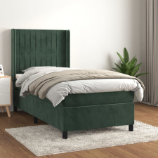 vidaXL sötétzöld bársony rugós ágy matraccal 100 x 200 cm ágy és ágykellék
