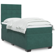 vidaXL sötétzöld bársony rugós ágy matraccal 100 x 200 cm ágy és ágykellék