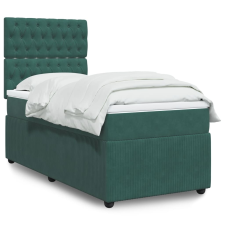 vidaXL sötétzöld bársony rugós ágy matraccal 100 x 200 cm ágy és ágykellék