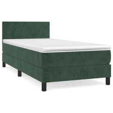 vidaXL sötétzöld bársony rugós ágy matraccal 100 x 200 cm (3141170) ágy és ágykellék