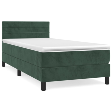 vidaXL sötétzöld bársony rugós ágy matraccal 100 x 200 cm (3141350) ágy és ágykellék