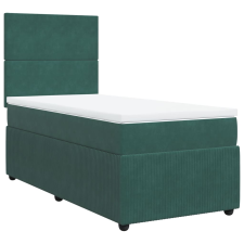 vidaXL sötétzöld bársony rugós ágy matraccal 100 x 200 cm (3292259) ágy és ágykellék