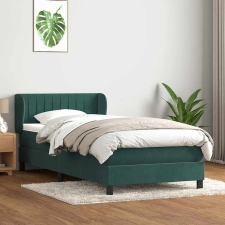 vidaXL sötétzöld bársony rugós ágy matraccal 100x210 cm ágy és ágykellék