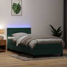 vidaXL sötétzöld bársony rugós ágy matraccal 100x210 cm ágy és ágykellék