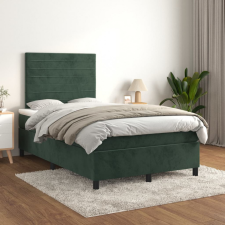 vidaXL sötétzöld bársony rugós ágy matraccal 120 x 200 cm ágy és ágykellék