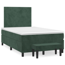 vidaXL sötétzöld bársony rugós ágy matraccal 120 x 200 cm (3137716) ágy és ágykellék