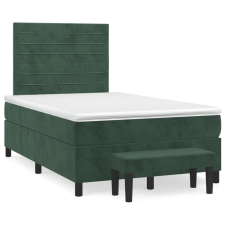 vidaXL sötétzöld bársony rugós ágy matraccal 120 x 200 cm (3137896) ágy és ágykellék