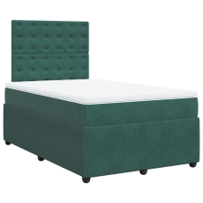 vidaXL sötétzöld bársony rugós ágy matraccal 120 x 200 cm (3292325) ágy és ágykellék