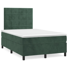vidaXL sötétzöld bársony rugós ágy matraccal 120x190 cm ágy és ágykellék